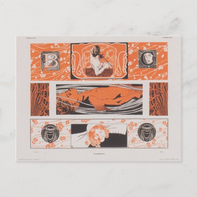 Koloman Moser- Huvudremsor Vykort (Framsida)