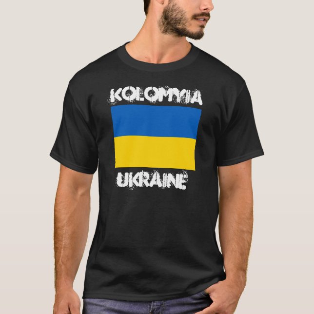 Kolomyia Ukraina med ukrainsk flagga Tee (Framsida)