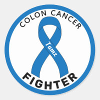 Kolon Cancer Fighter Ribbon White Round Sticker