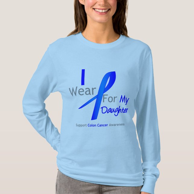 Koloncancer ha på sig jag blått för min dotter t-shirt (Framsida)