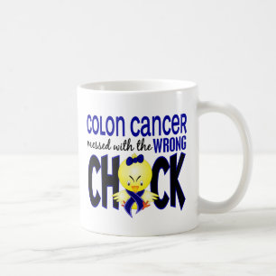 Koloncancer röra med den fla chicken kaffemugg