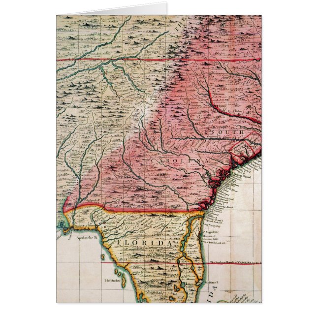 KOLONIAL AMERIKA KARTA, 1733 HÄLSNINGSKORT (Framsidan)