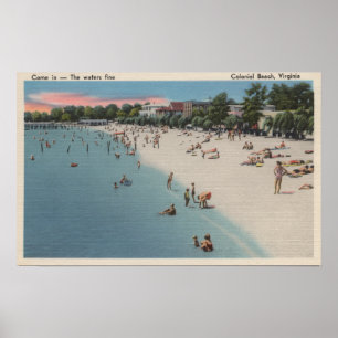 Kolonial Beach, VA - Sunbad & Swimming Scene Poster
