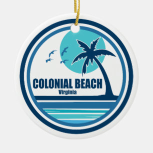 Kolonial Beach Virginia Handflatan Träd Birds Julgransprydnad Keramik