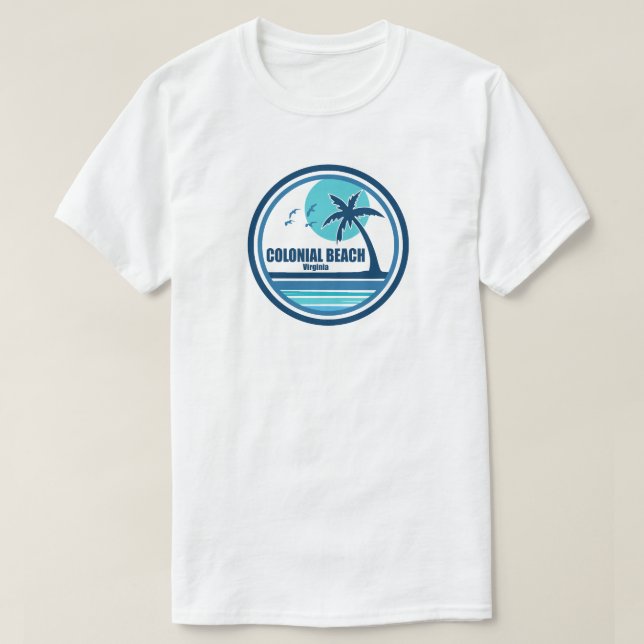 Kolonial Beach Virginia Handflatan Träd Birds T Shirt (Design framsida)