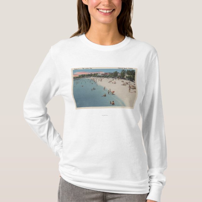 Kolonial strand, VA - solbada & simma plats T-shirt (Framsida)