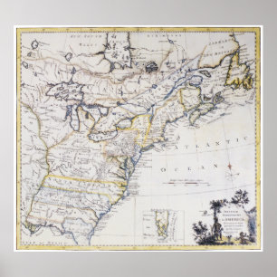 KOLONIALA AMERIKA: KARTA c1770 Poster