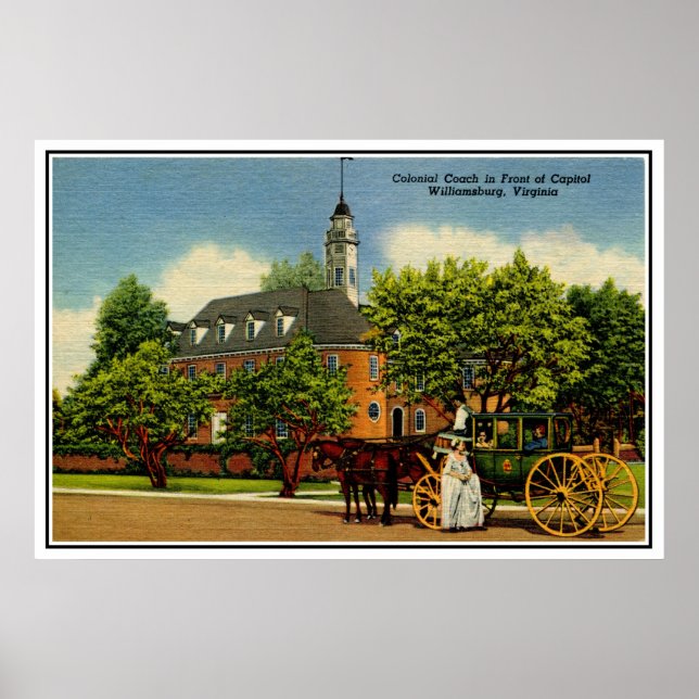 Kolonialbuss framför huvudstad Williamsburg VA Poster (Framsidan)