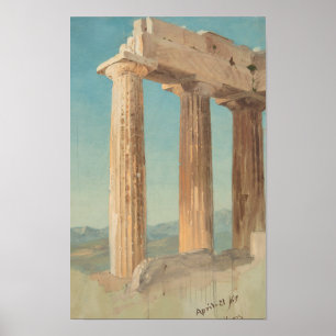 Kolonnerna i Parthenon, Aten, Berömd Målning Poster