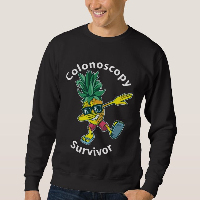 Kolonoscopi överlevande Dabbing Ananas Patient Lång Ärmad Tröja (Framsida)