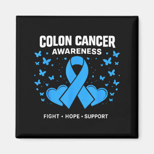 Kolorektalcancer familjestöd blå tjocktarmscancer magnet