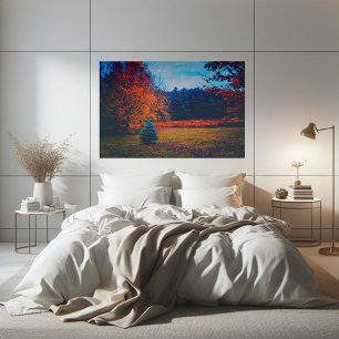 Kolorent höstskogsbrand Träd Poster