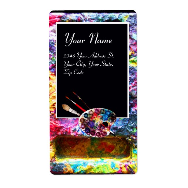 KOLORFUL ARTIST FÄRG PALETTE,BRUSHES,Svart Fraktsedel (Framsidan)