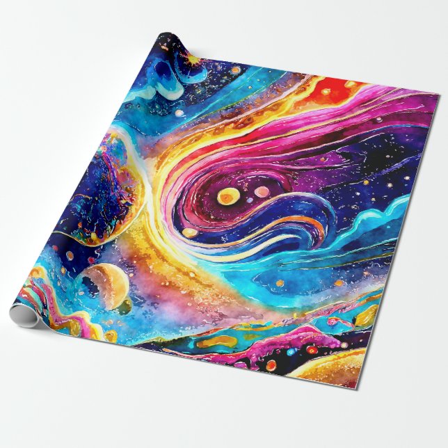 KOLORFUL CUTE GALAXY PLANET DESIGN PRESENTPAPPER (Utrullad)