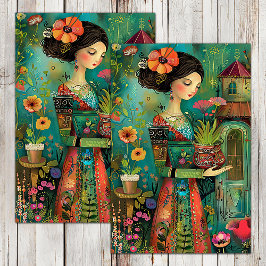 KOLORFUL GARDEN GIRL MED BLOMMAR-AVKOPPLING