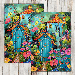 KOLORFUL GARDEN SHED DECOUPAGE TISSUE PAPER
