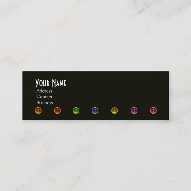 KOLORFUL GEM STONES BLACK WHITE ROSA MONOGRAM, MINI VISITKORT (Framsida)
