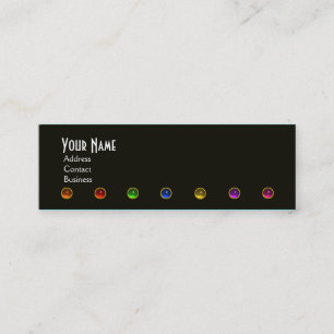 KOLORFUL GEM STONES BLACK WHITE ROSA MONOGRAM, MINI VISITKORT