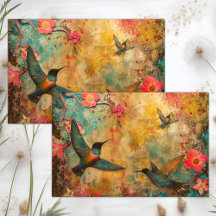 KOLORFUL HUMMINGBIRDS MIXED MEDIA DECOUPAGE