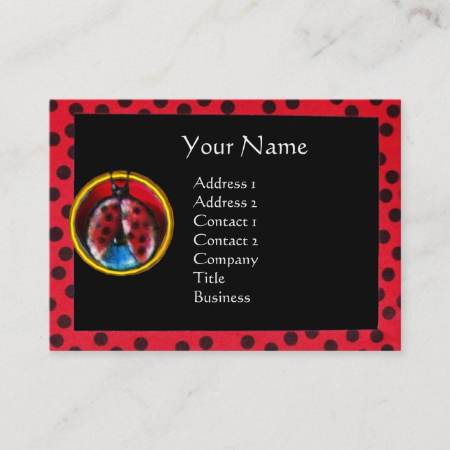KOLORFUL LADYBUG MONOGRAM VISITKORT (Framsida)