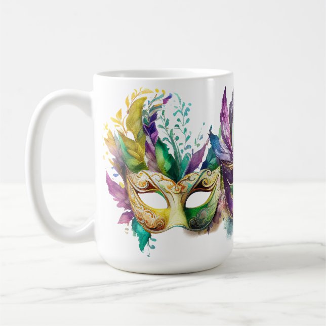 KOLORFUL MARDI GRAS MASKS KAFFEMUGG (Vänster)
