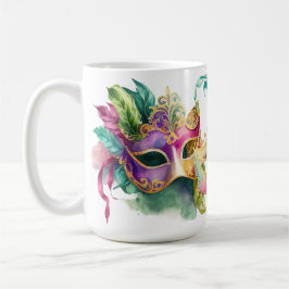 KOLORFUL MARDI GRAS MASKS KAFFEMUGG