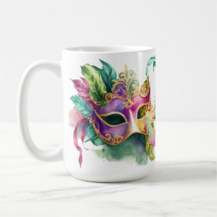 KOLORFUL MARDI GRAS MASKS KAFFEMUGG