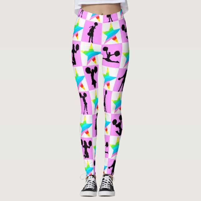 KOLORFUL RAINBOW STAR CHEERLEADING LEGGINGS (Framsida)