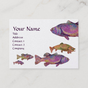 KOLORFUL RAINBOW TROUT MONOGRAM, Vit Pearl Visitkort