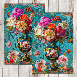 KOLORFUL VÅR BLOMMOR I VAS DECOUPAGE