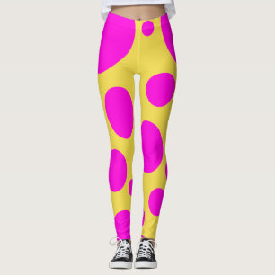 KOLORFULL ROSA OCH GULT POLKA DOT LEGGINGS