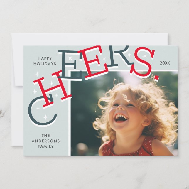 KOLORFULLA CHEERS! Enkel Helgdag Fotojul-jul Julkort (Framsida)