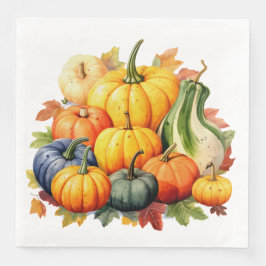 KOLORFULLA VAROR OCH ÖPPNA PUMPKINER PAPPERSSERVETT