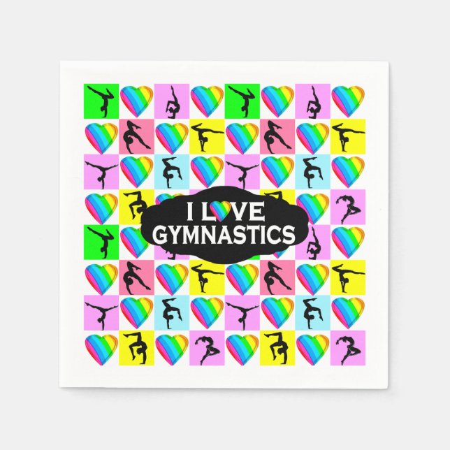 KOLORFULLHJÄRTOR I KÄRLEK GYMNASTICS PAPPRA APKINE PAPPERSSERVETT (Framsidan)