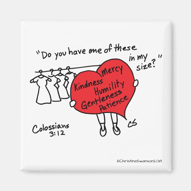 Kolosianer 3:12 Röda hjärtmagneter Magnet (Framsidan)