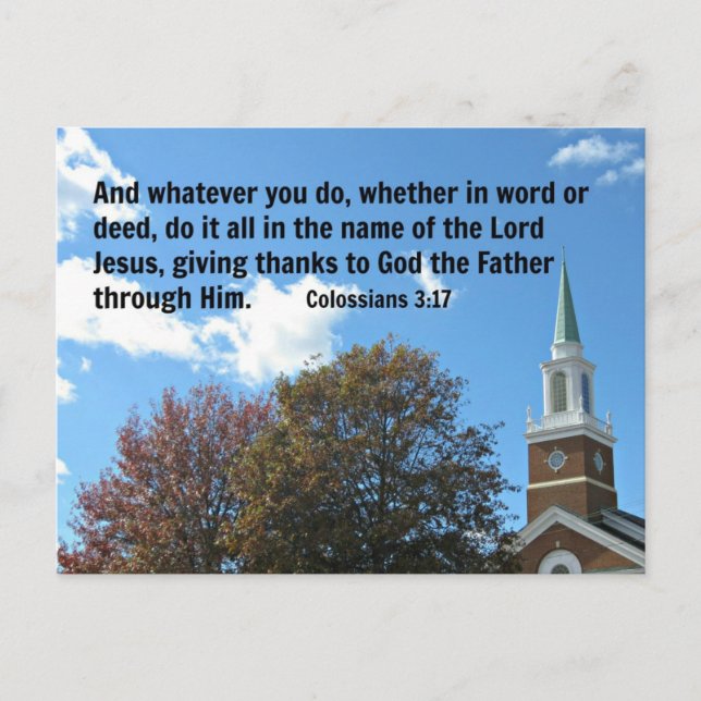 Kolosianer 3:17 och spelar ingen roll dig, oavsett vykort (Framsida)