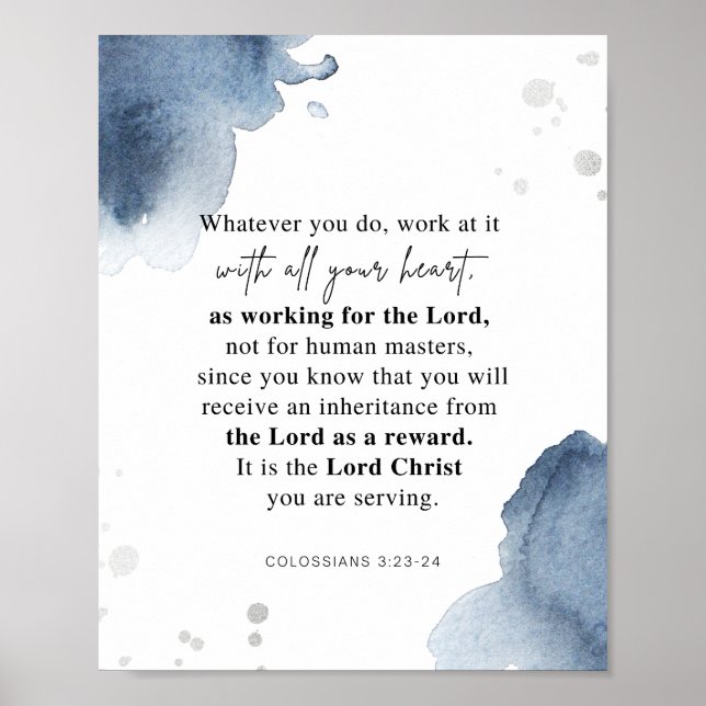 Kolosianer 3:23-24 Arbeta med allt ditt hjärta Poster (Framsidan)