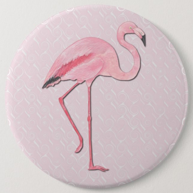 KOLOSSAL Rosa Flamingo, 6 tums knappar (Framsida)