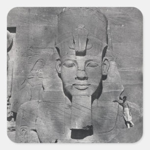 Kolossal staty av Ramesses II på Abu Simbel, 1850 Fyrkantigt Klistermärke
