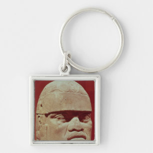 Kolossalt huvud, Olmec Fyrkantig Silverfärgad Nyckelring