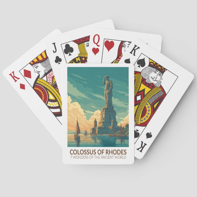 Kolossen på Rhodos sju underverk konst Casinokort (Baksidan)