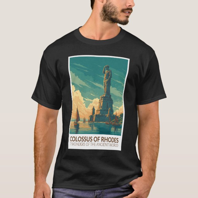 Kolossen på Rhodos sju underverk konst T Shirt (Framsida)