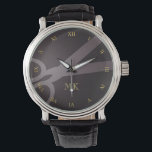 Kolsax och monogram armbandsur<br><div class="desc">Den här klockan innehåller ditt monogram och ett par saxar mot mörkens grått-bakgrund,  med romerska siffror för guld-färgad. Det ger en perfekt till en hårfrisör,  hårstilist,  skräddare och mycket annat.</div>