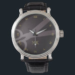 Kolsax och monogram armbandsur<br><div class="desc">Den här klockan innehåller ditt monogram och ett par saxar mot mörkens grått-bakgrund,  med romerska siffror för guld-färgad. Det ger en perfekt till en hårfrisör,  hårstilist,  skräddare och mycket annat.</div>