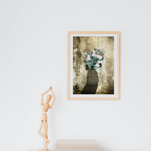 Kolsblommor i Crackled Vas Grunge Struktur Poster