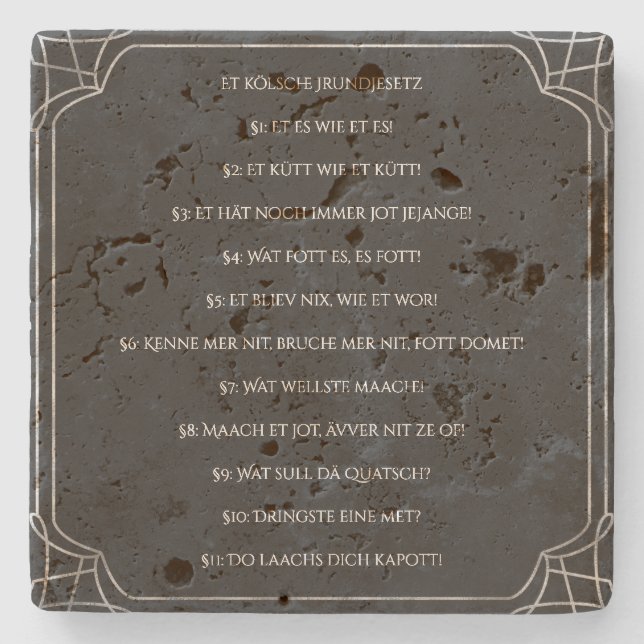 Kölsches Grundgesetz – Köln Cologne Jugendstil Stenunderlägg (Framsidan)