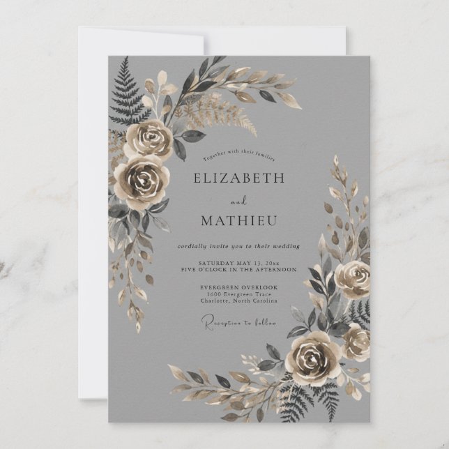 Kolsofistikerat Vintagebröllop Inbjudningar (Framsida)