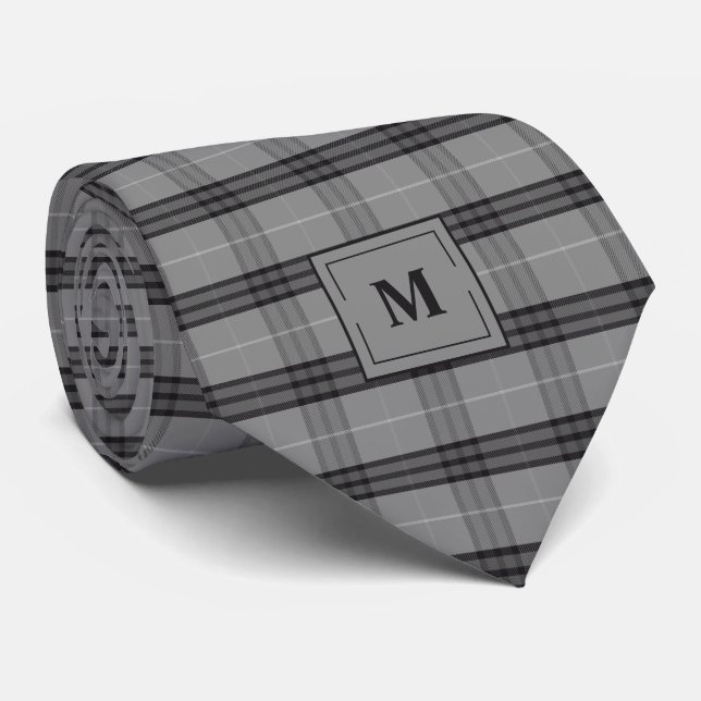 Kolsvart Rutigt Monogram Slips (Rullad)