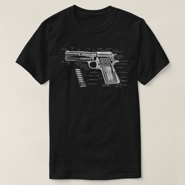 Kolt 1911 Deldiagram T Shirt (Design framsida)