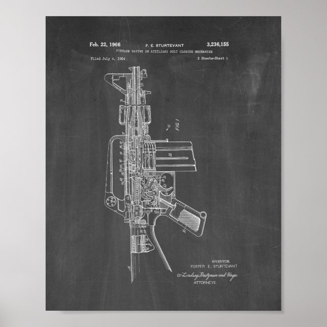 Kolt AR-15-självautomatisk rifle-patent - klalkboa Poster (Framsidan)